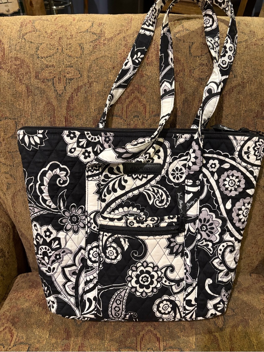 Vera Bradley Black and White Quilted Paisley Tote